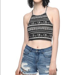 Tilly’s Empyre Mele Elephant Black Crop Tank Top
